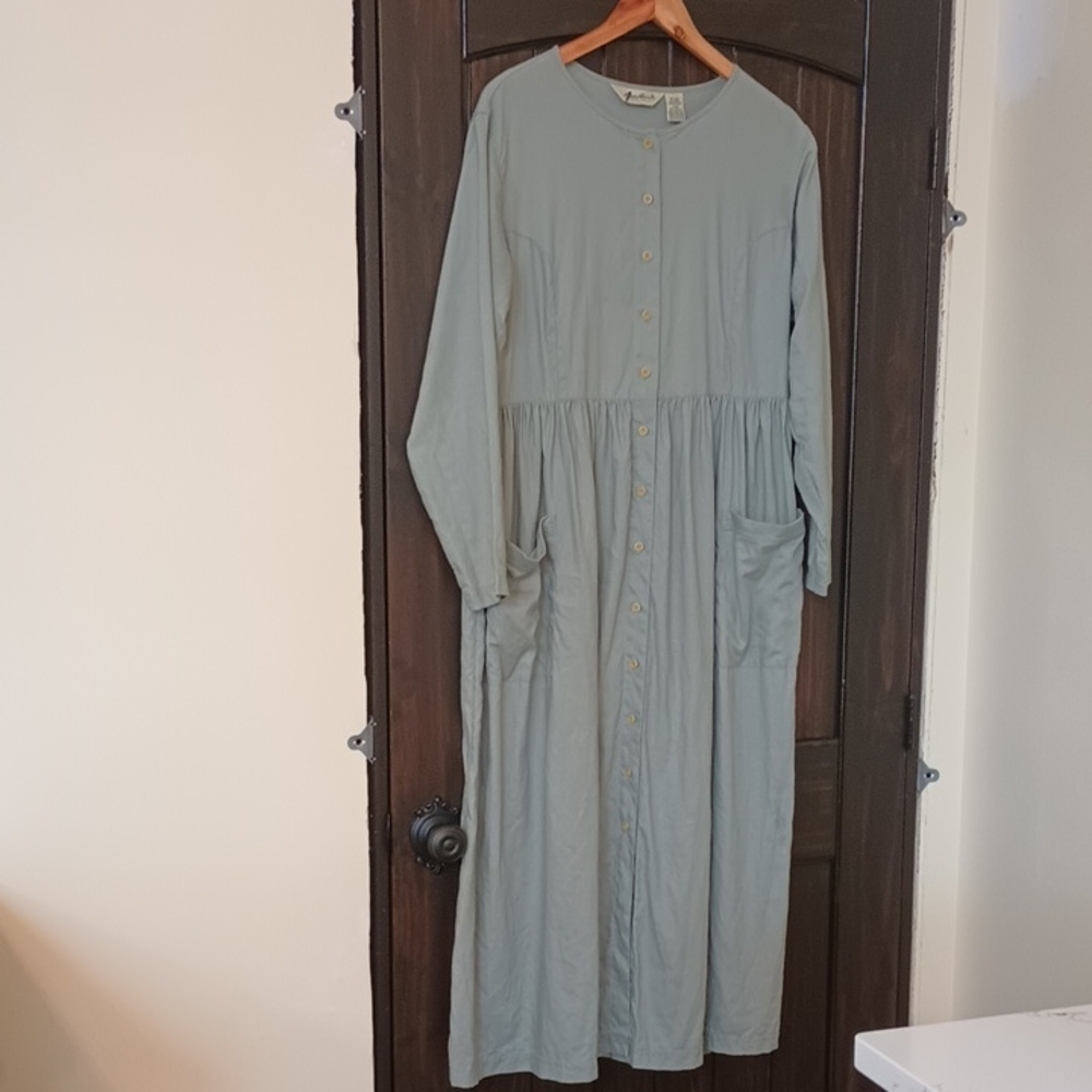 Linen Eddie Bauer Dress Sage Green